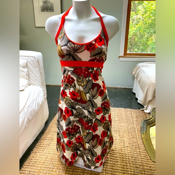 Patagonia lliana Orange Floral Halter Dress Size Small - Picture 1 of 8